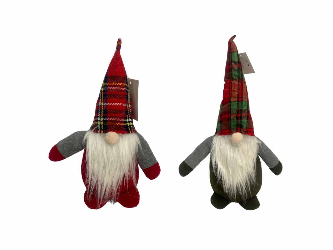 Gnomo con cappello in lana scozzese misura h.24cm in 2 assortimenti