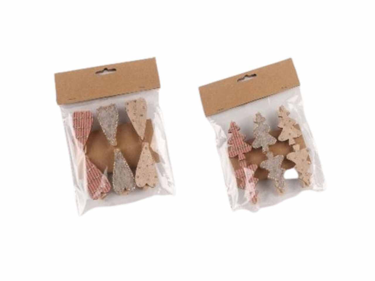 Blister c/6 segnaposto legno c/molletta 2.5x4.8cm 2ass
