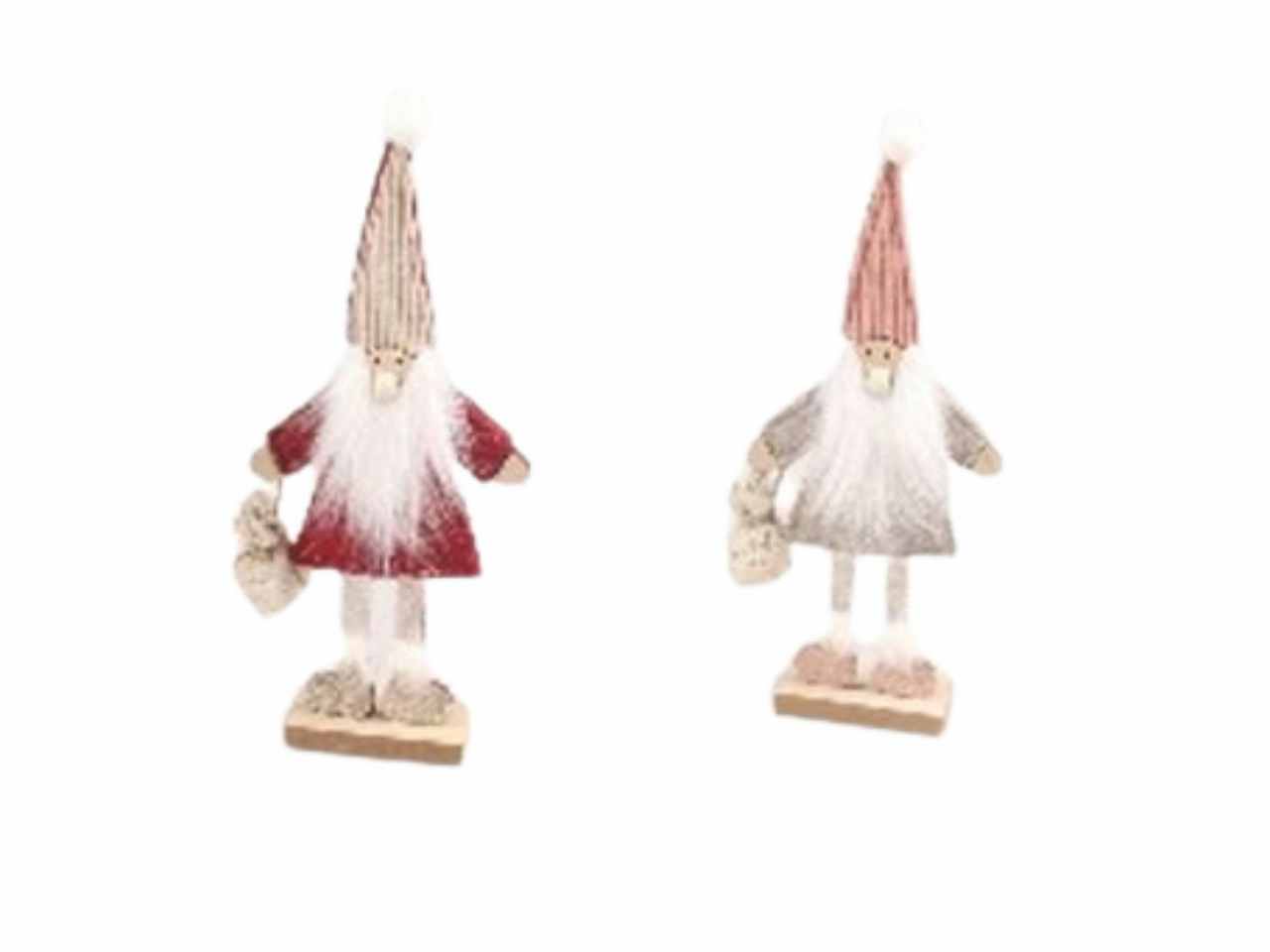 Babbo natale panno 22.5x10.5x4cm. c/base legno 2ass