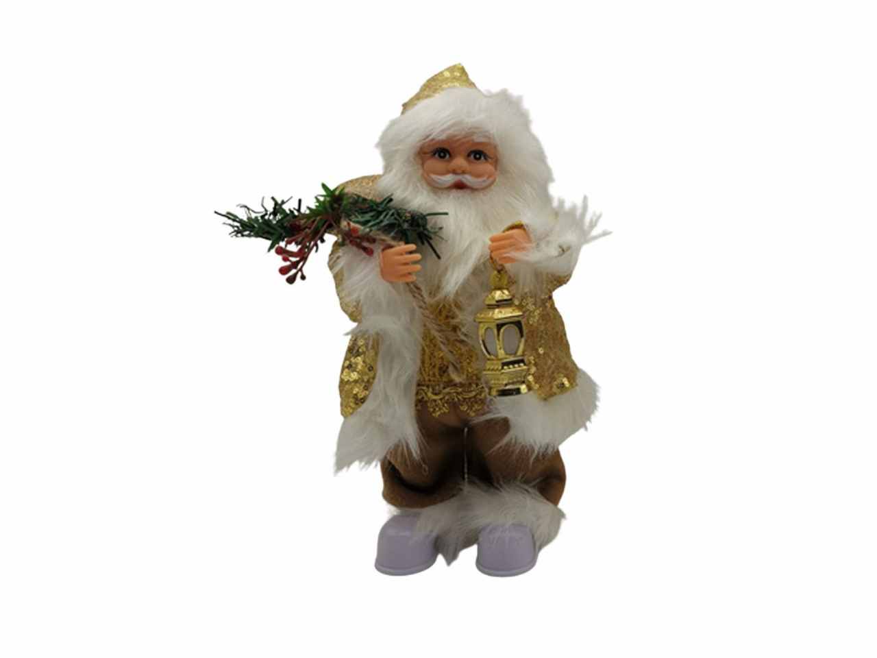 Babbo natale con paiettes 30cm musiche/movimenti/luci oro