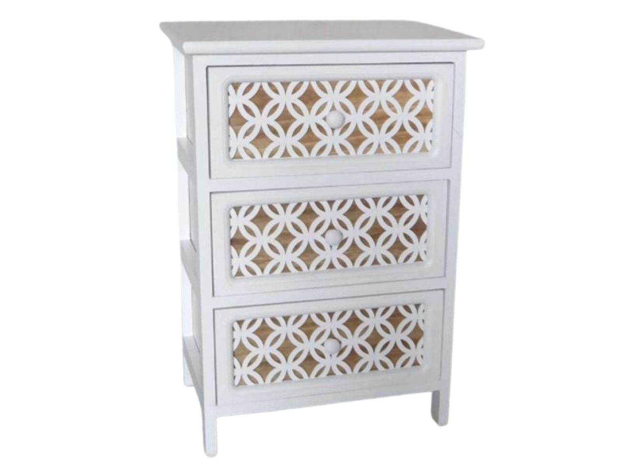 Mobiletto in legno bianco a 3 cassetti 58x29x40 cm - Creare Italia