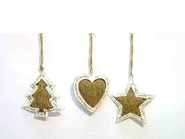 Pendente natalizio cuore/albero in metallo 8/11cm