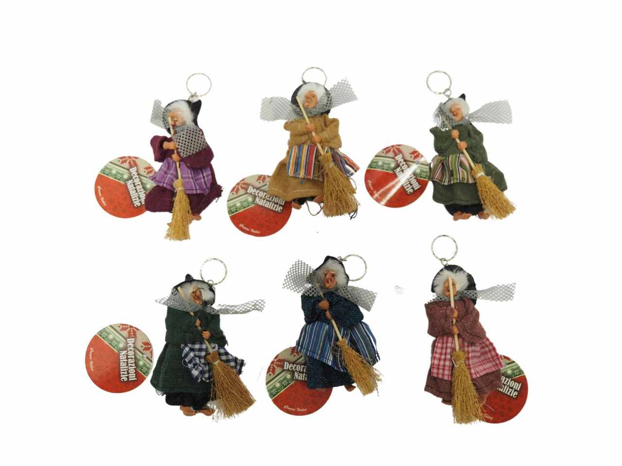 Befana con portachiavi 14x7cm-disponibile in 6 colorazioni