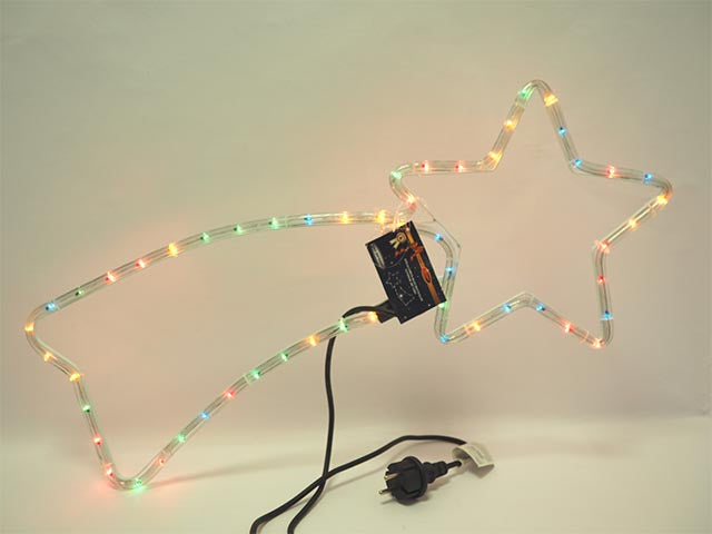 Stella cometa con 48 led multicolor da interno h.27x68cm 2mt tubo 1,5mt filo