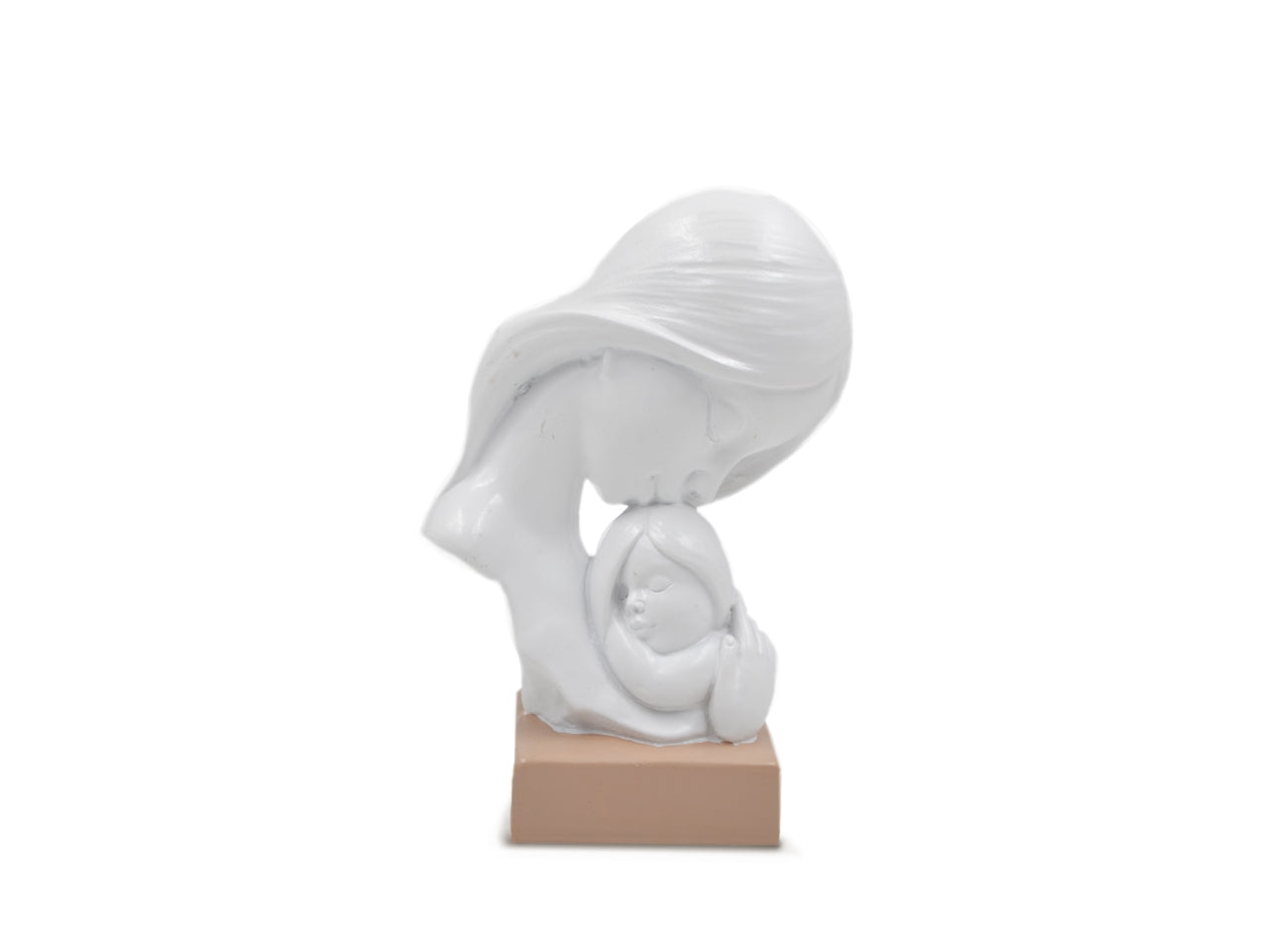 Statua Coppia donna bambino in resina bianco e tortora - 10x17cm - Sud Import
