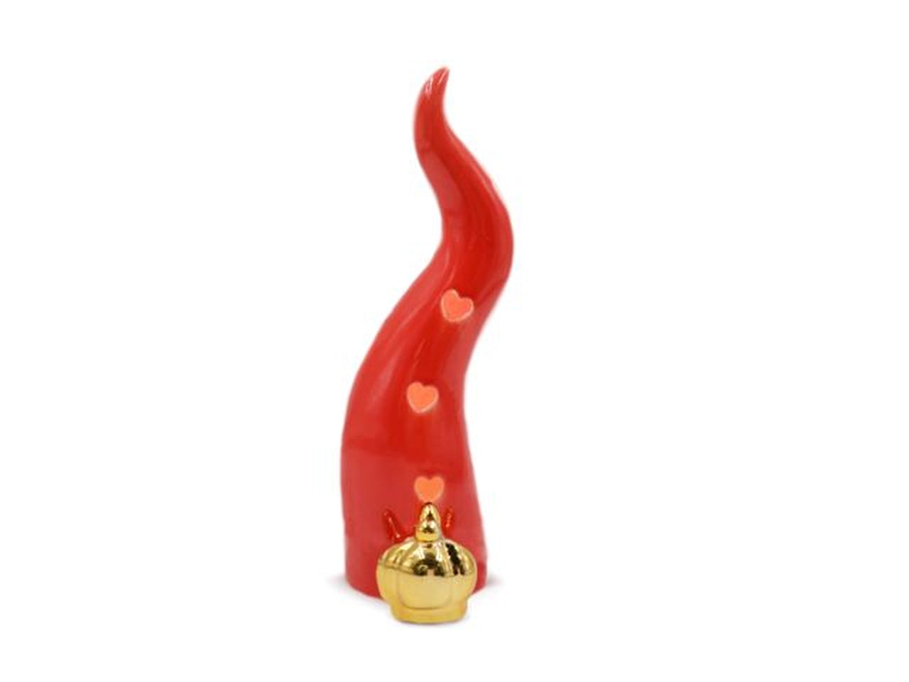 Diffusore bomboniera a forma di corno rosso con led in resina ruvida, 19cm - Sud Import