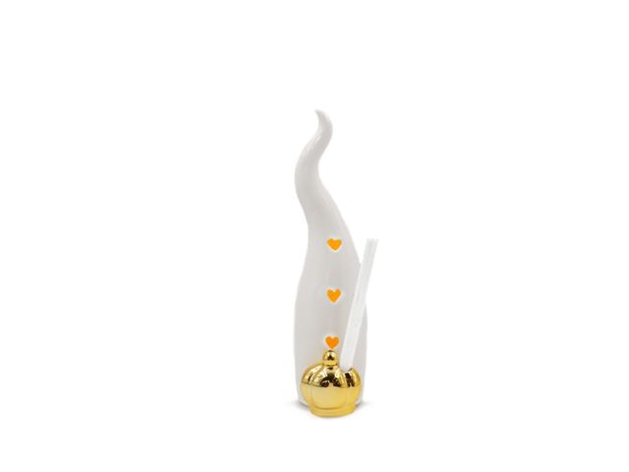 Diffusore bomboniera a forma di corno bianco con led in resina ruvida, 24 cm - Sud Import