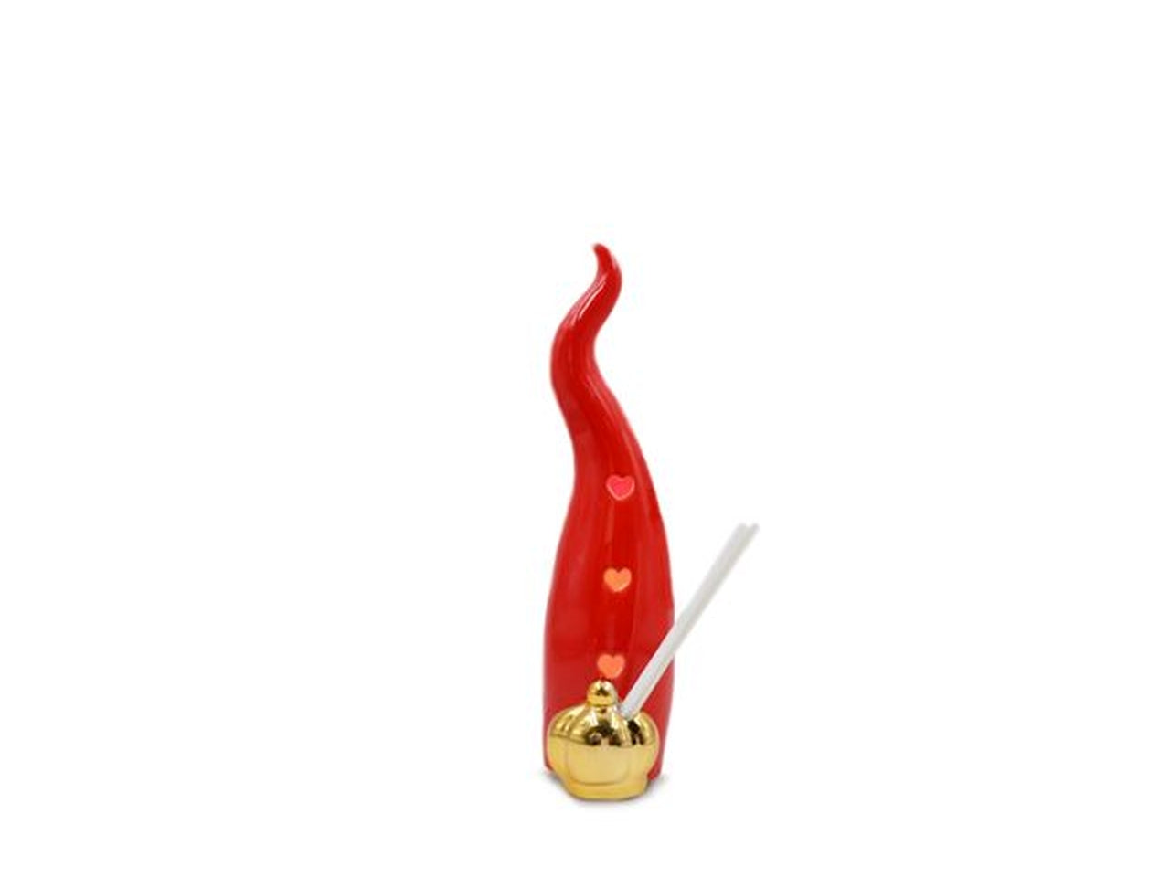 Diffusore bomboniera a forma di corno rosso con led in resina ruvida, 24 cm - Sud Import