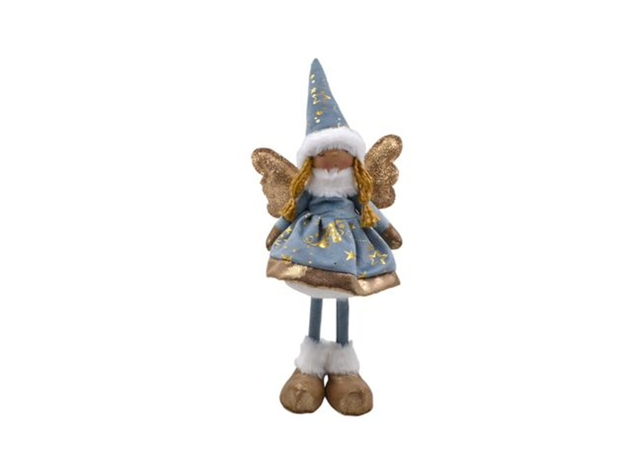 Bambola natalizia con ali in stoffa carta da zucchero e dorato 42 cm - Sud Import