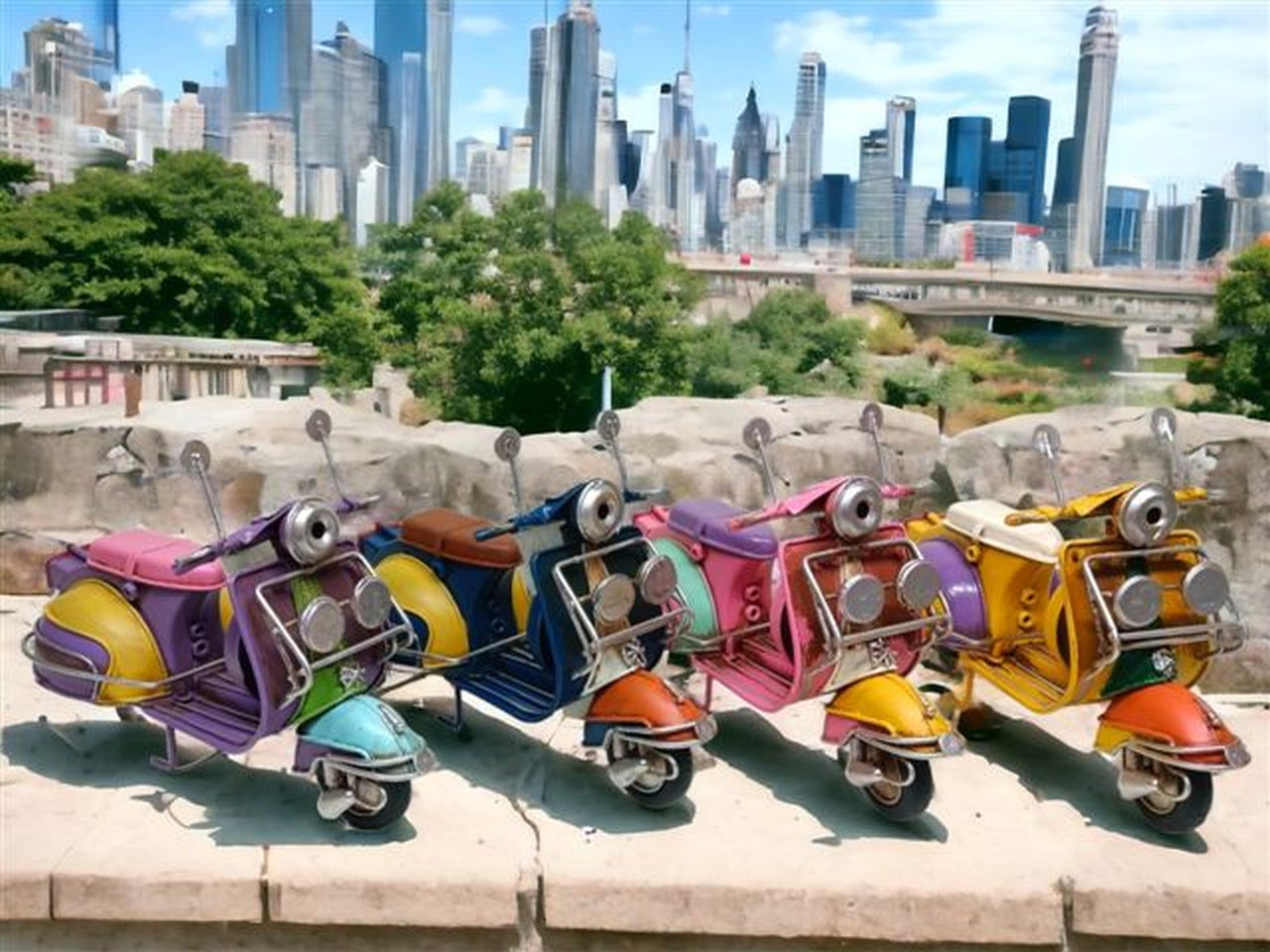 Modellino decorativo simil Vespa vintage in metallo 4 colori assortiti - Sud Import