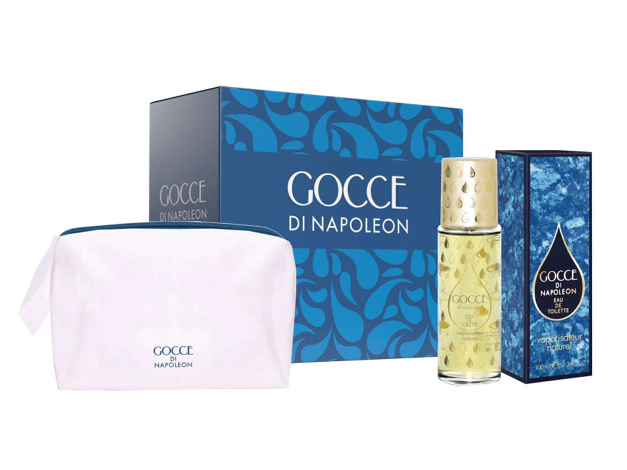 Gocce confezione regalo contenente eau de toilette da 100ml astucciato con pochette
