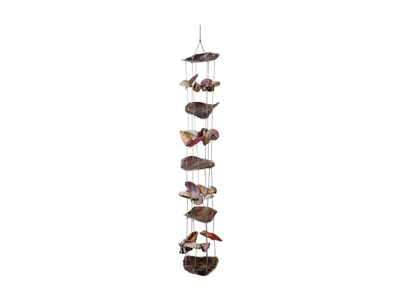 Campana a vento scacciapensieri marina con conchiglie, decorazione stile marinaro con corda - d.13xh.70cm - Star