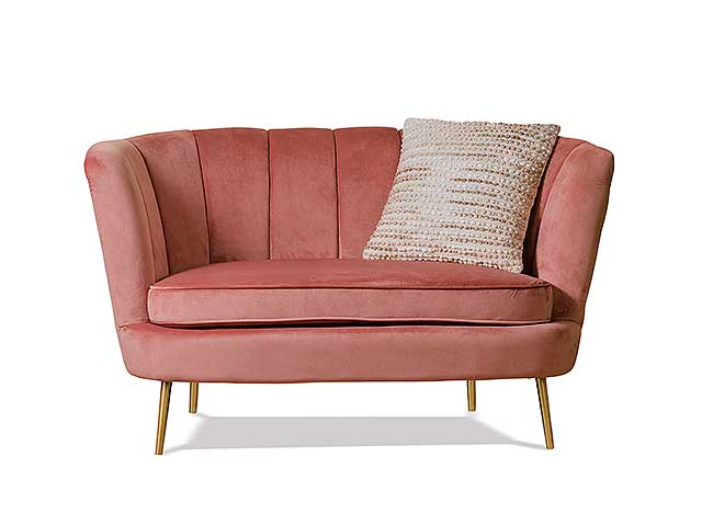 Sofa in velluto kean rosa cm130x78xh73