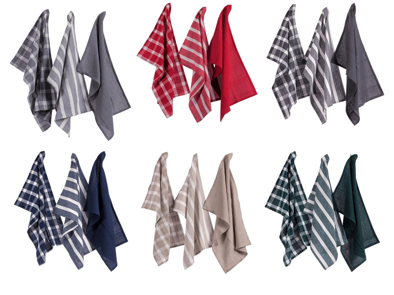 Set di 3 strofinacci cucina in cotone 40x60cm tartan - 3 modelli assortiti - 180g/mq - Star