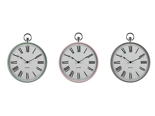 Orologio da muro vintage in ferro e plastica, analogico a batteria, 3 colori assortiti - 30cm - Star