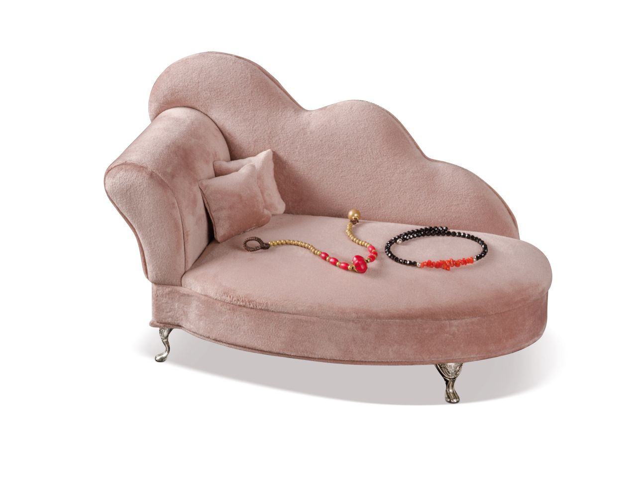 Portagioie di velluto rosa a forma di sofa' 27x12xh.17cm