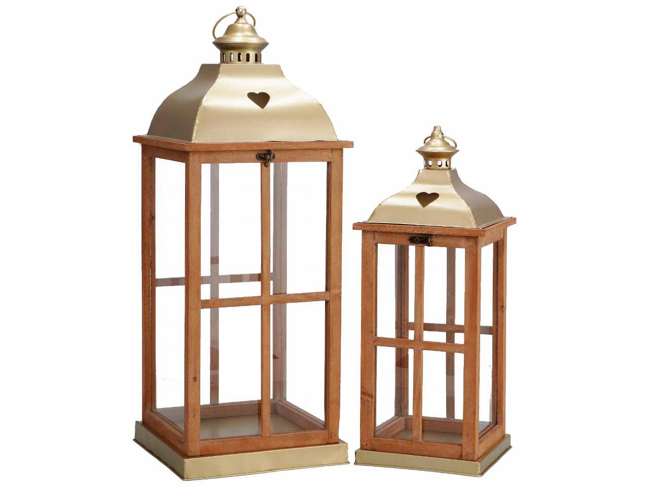 Lanterne portacandela natalizie 2pezzi oro h50-66cm