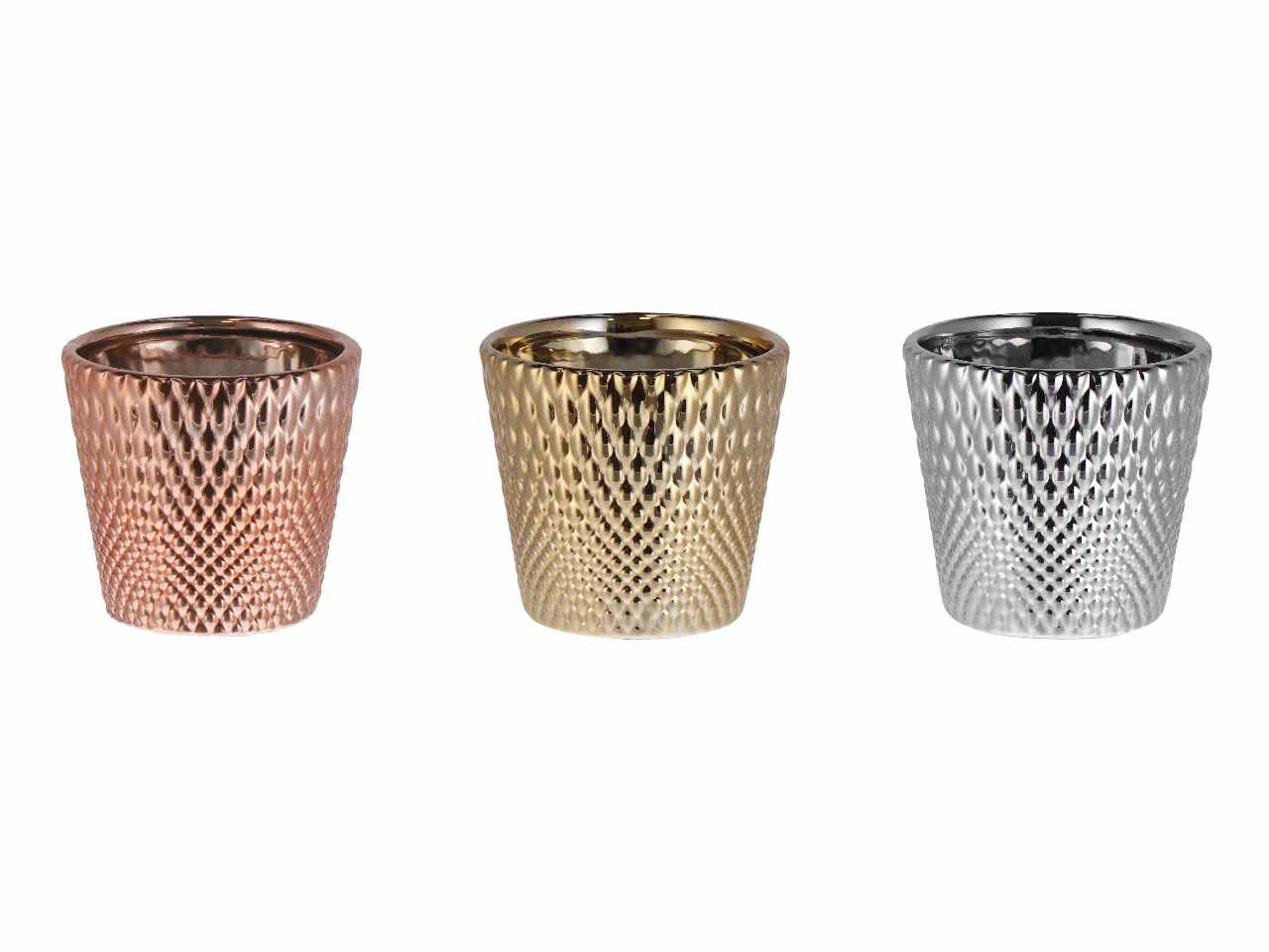 Vaso ceramica natalizio d.10xh9 nei colori oro argento e rosa