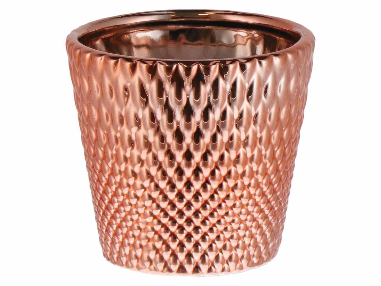 Vaso ceramica natalizio d.10xh9 nei colori oro argento e rosa