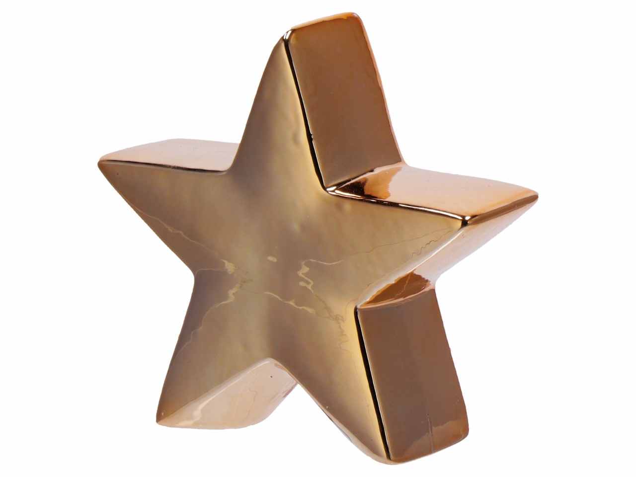Stella in ceramica natalizia 11x5xh14cm nei colori oro argento e rosa