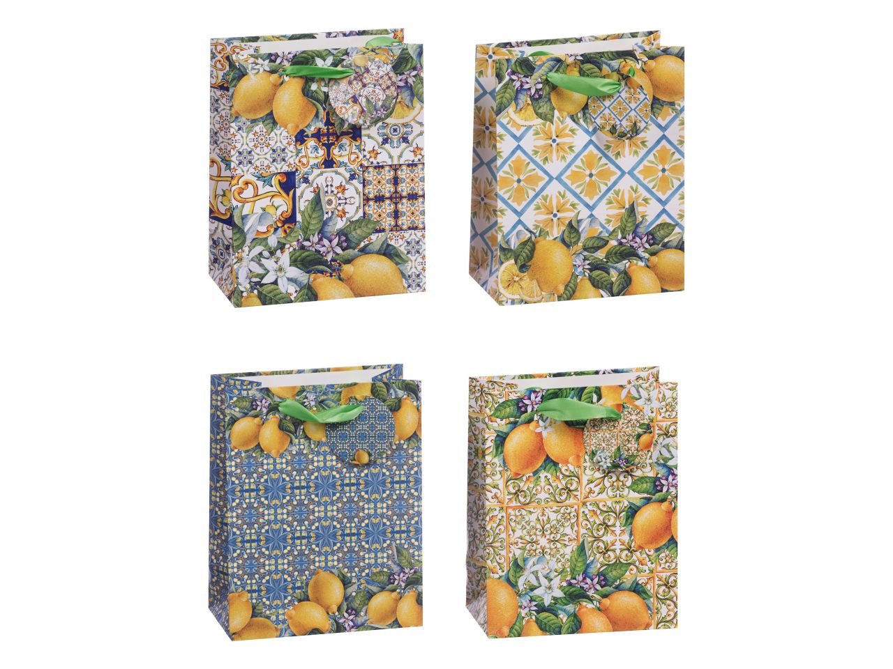 Borsa in carta 18x10xh23cm in 4 decorazioni maiolica siciliana assortiti