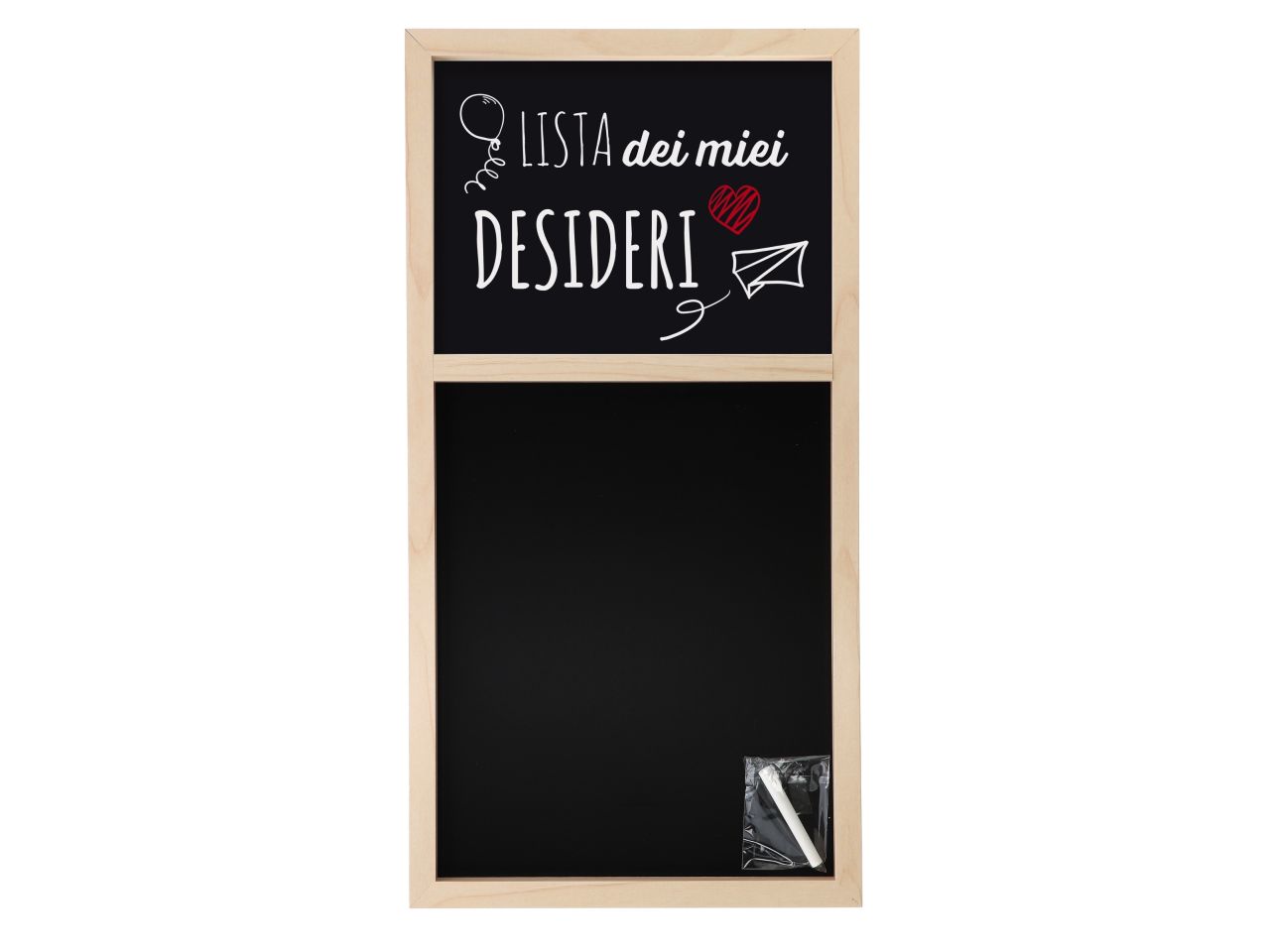 Lavagna in legno con gessetto 31x60cm in 6 decorazioni assortite