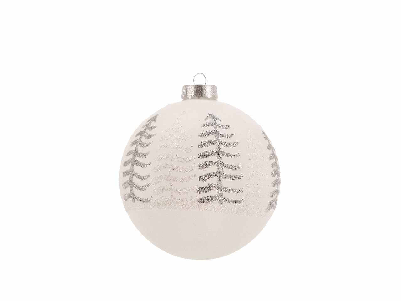 Pallina d.12cm di natale in vetro bianco