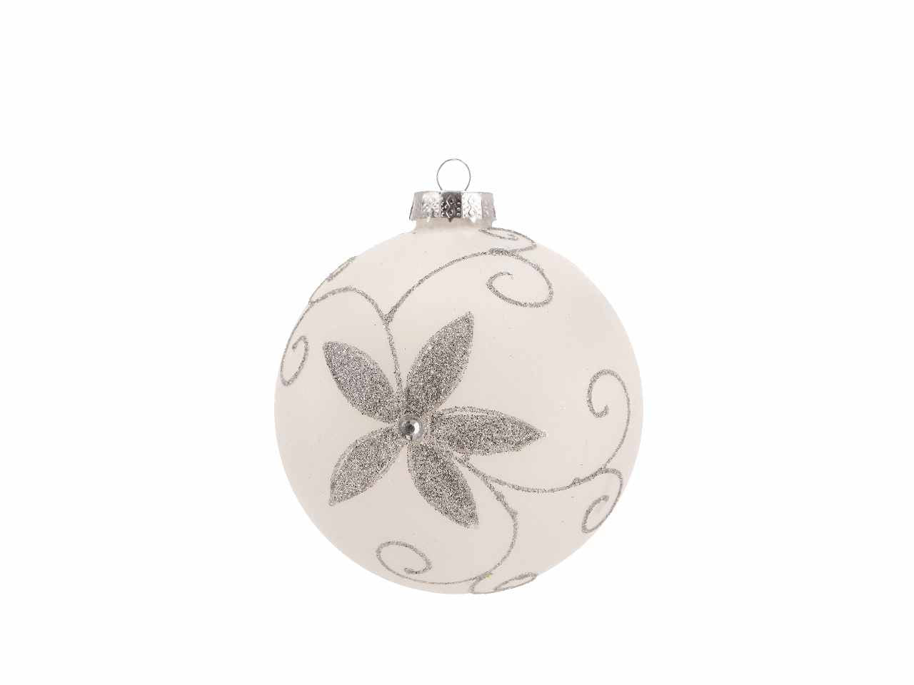 Pallina d.12cm di natale in vetro bianco