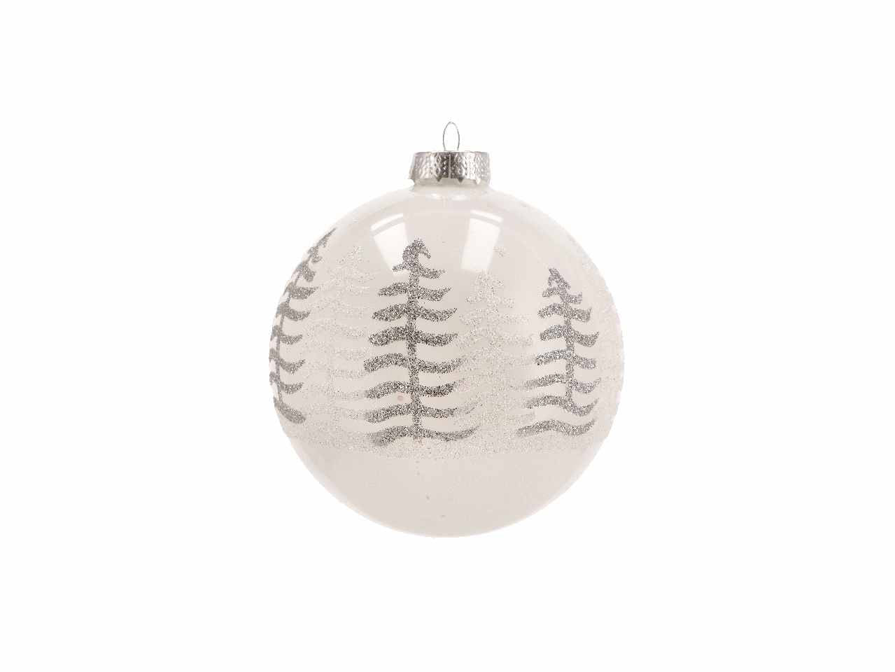 Pallina d.12cm di natale in vetro bianco