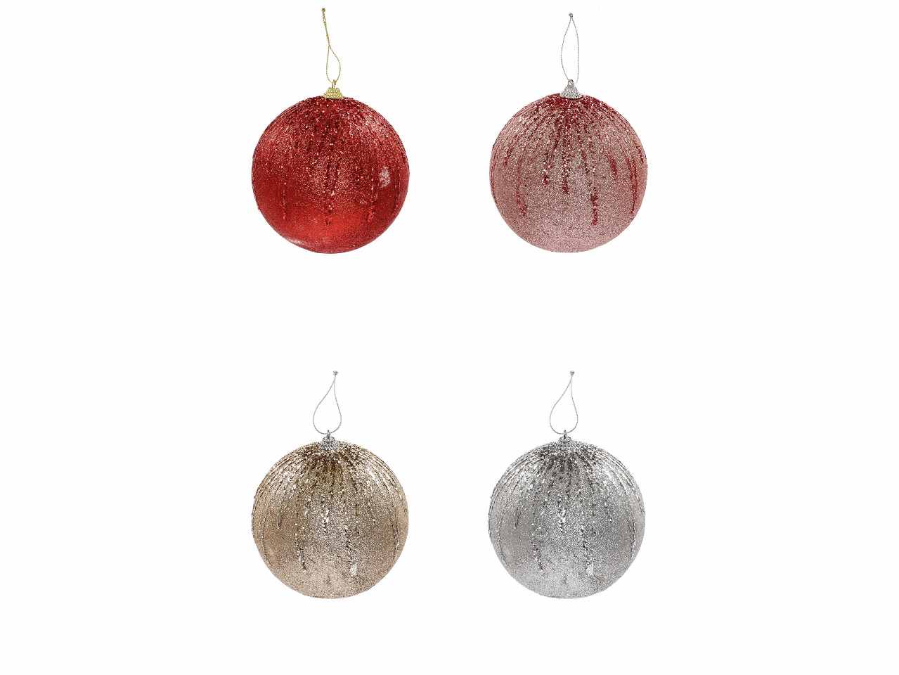 Pallina di natale d.12cm nei colori argento, rosso, oro e rosa