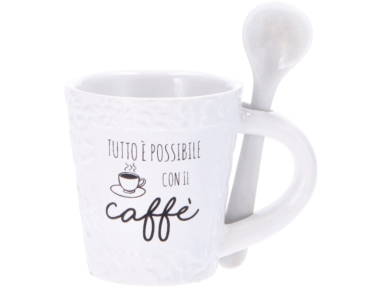 Tazza mug in ceramica con cucchiaio 6x7cm multicolor stile industrial - AD Trend