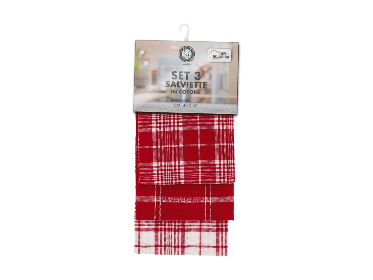 Set di 3 strofinacci cucina in cotone 40x60cm tartan - 3 modelli assortiti - 180g/mq - Star