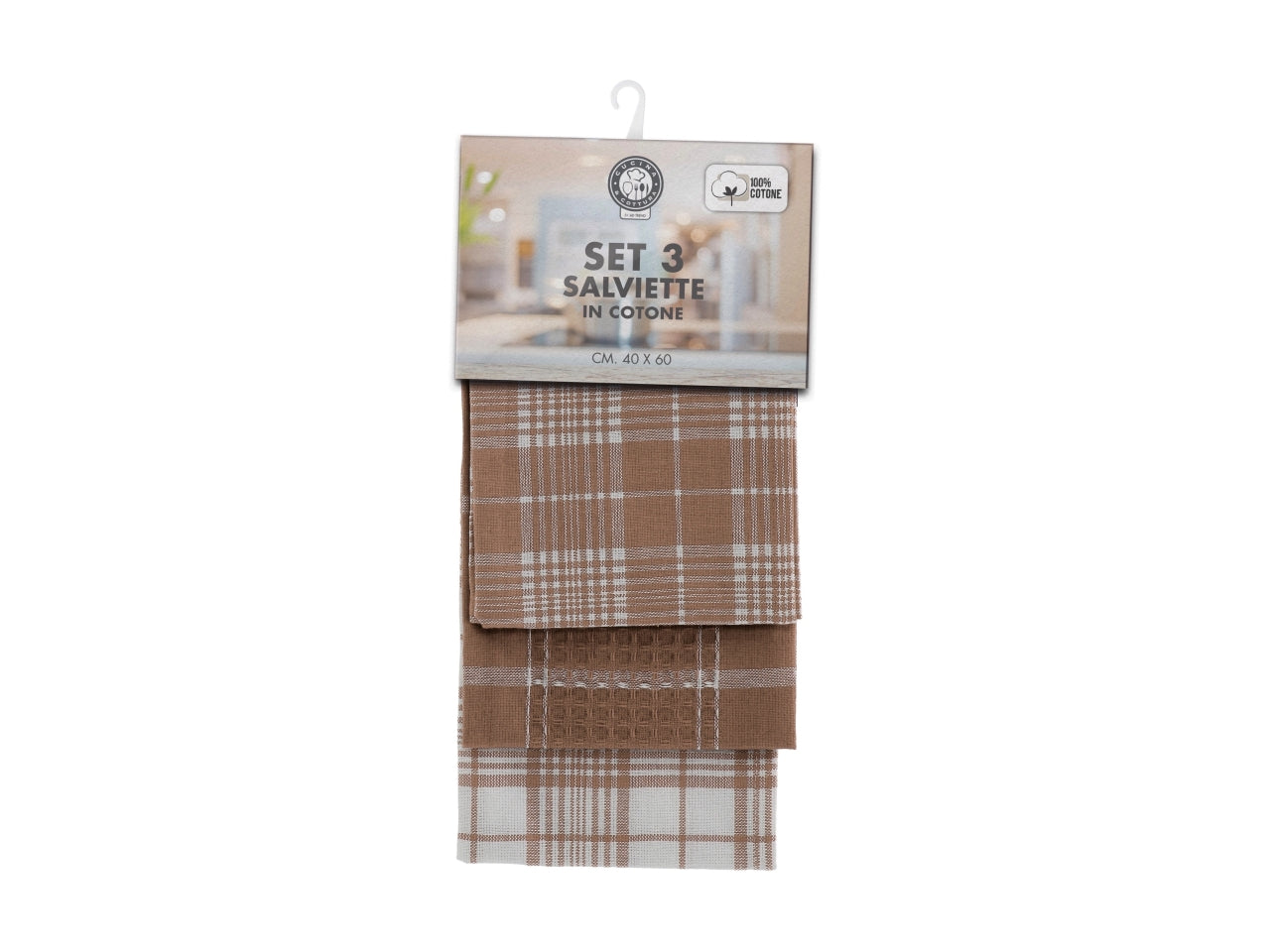 Set di 3 strofinacci cucina in cotone 40x60cm tartan - 3 modelli assortiti - 180g/mq - Star