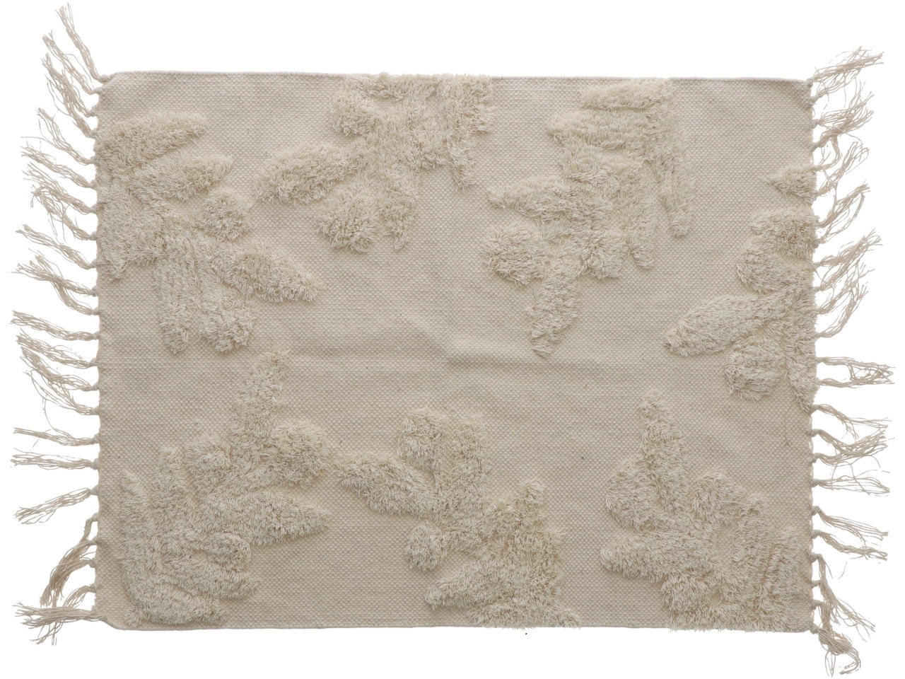 Tappeto con frange per soggiorno boho chic in cotone beige 150x180cm - disponibile in 4 decori - Star