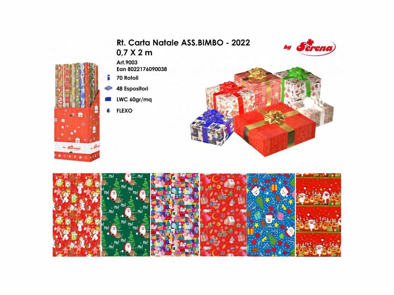 Rotolo carta da regalo natalizia bimbo 0,7x2mt
