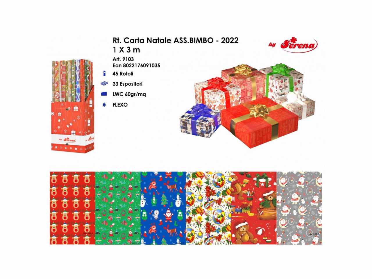 Rotolo carta da regalo natalizia bimbo 1x3mt