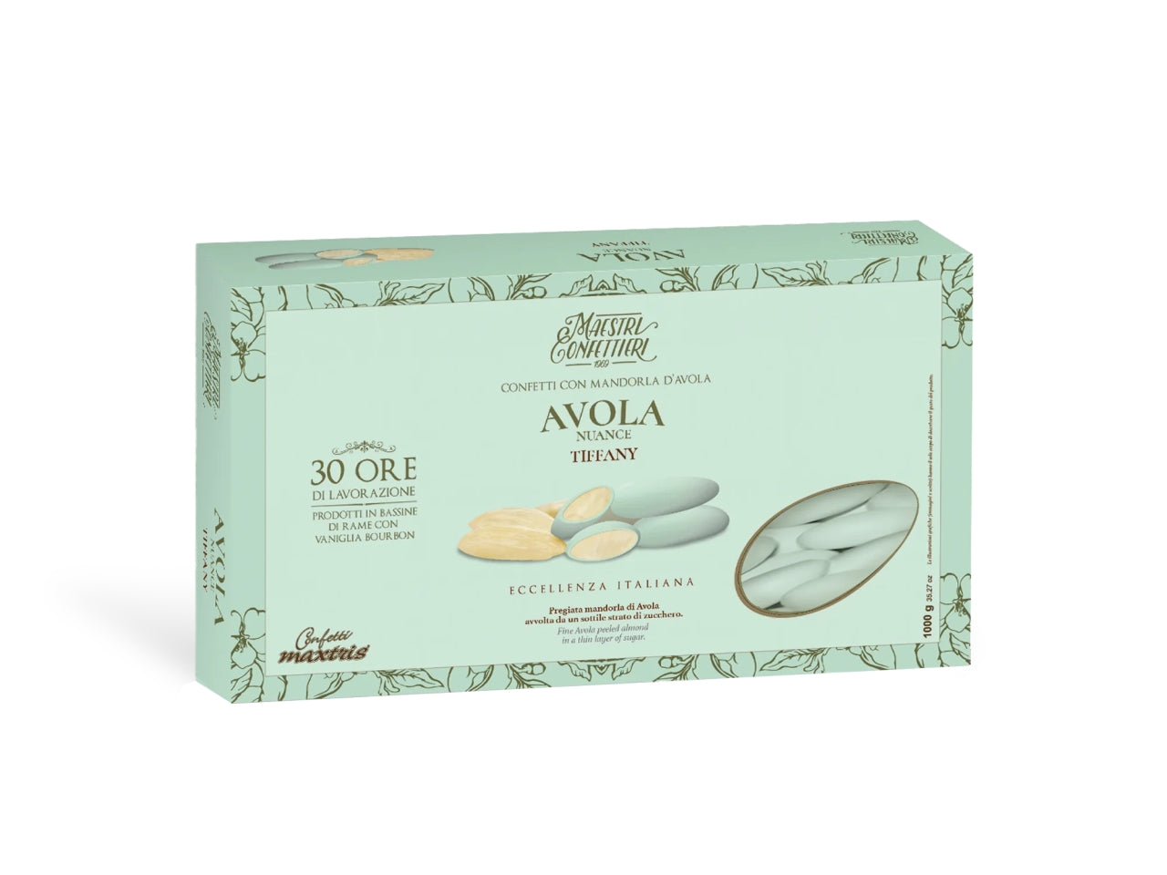 Confetti Maxtris Avola Nuance Tiffany per bomboniere - Maestri Confettieri - 1kg