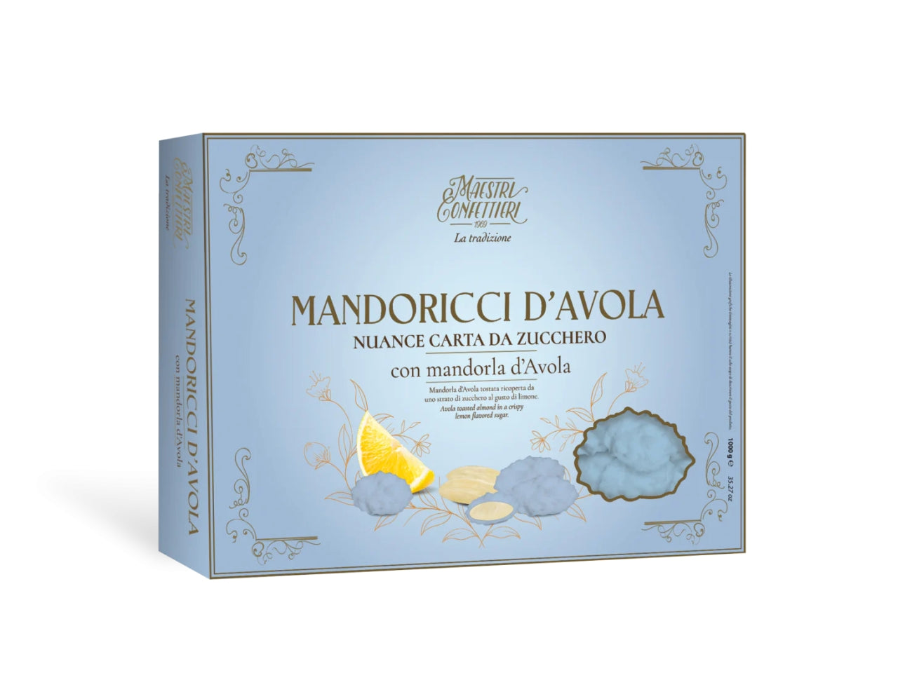 Confetti Maxtris Mandoricci d'Avola Carta da Zucchero al gusto limone per bomboniere - Maestri Confettieri - 1kg