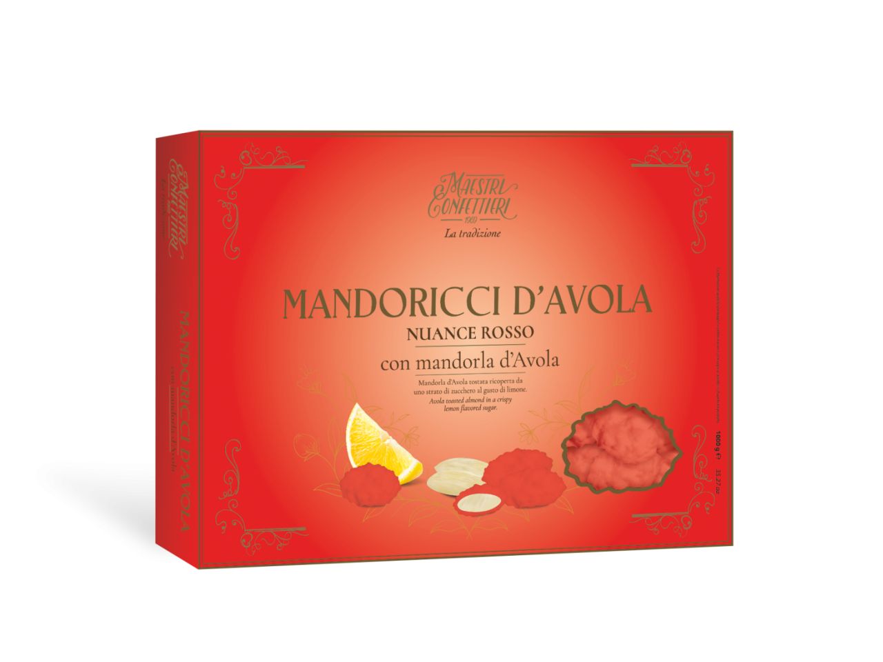 Confetti Maxtris Mandoricci d'Avola Rossi al gusto limone per bomboniere laurea - Maestri Confettieri - 1kg