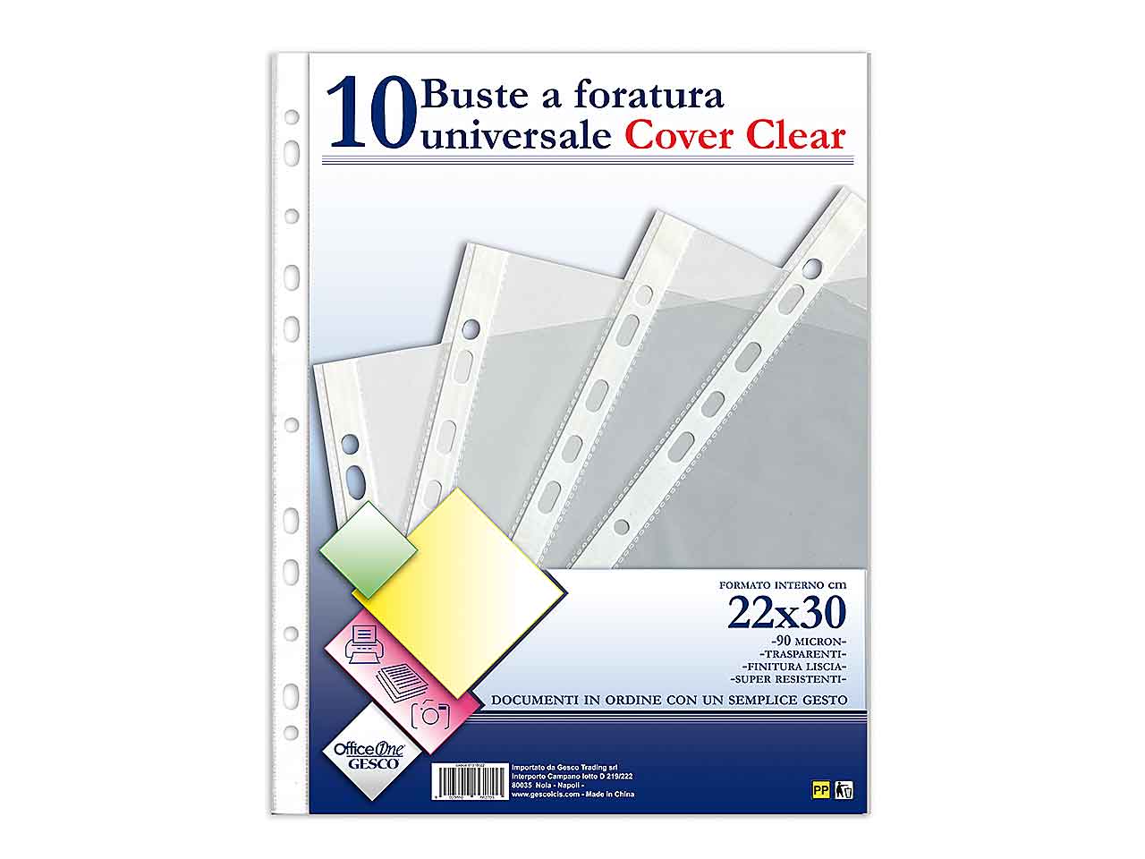 Busta forata 22x30cm 10 pezzi a4 90micron