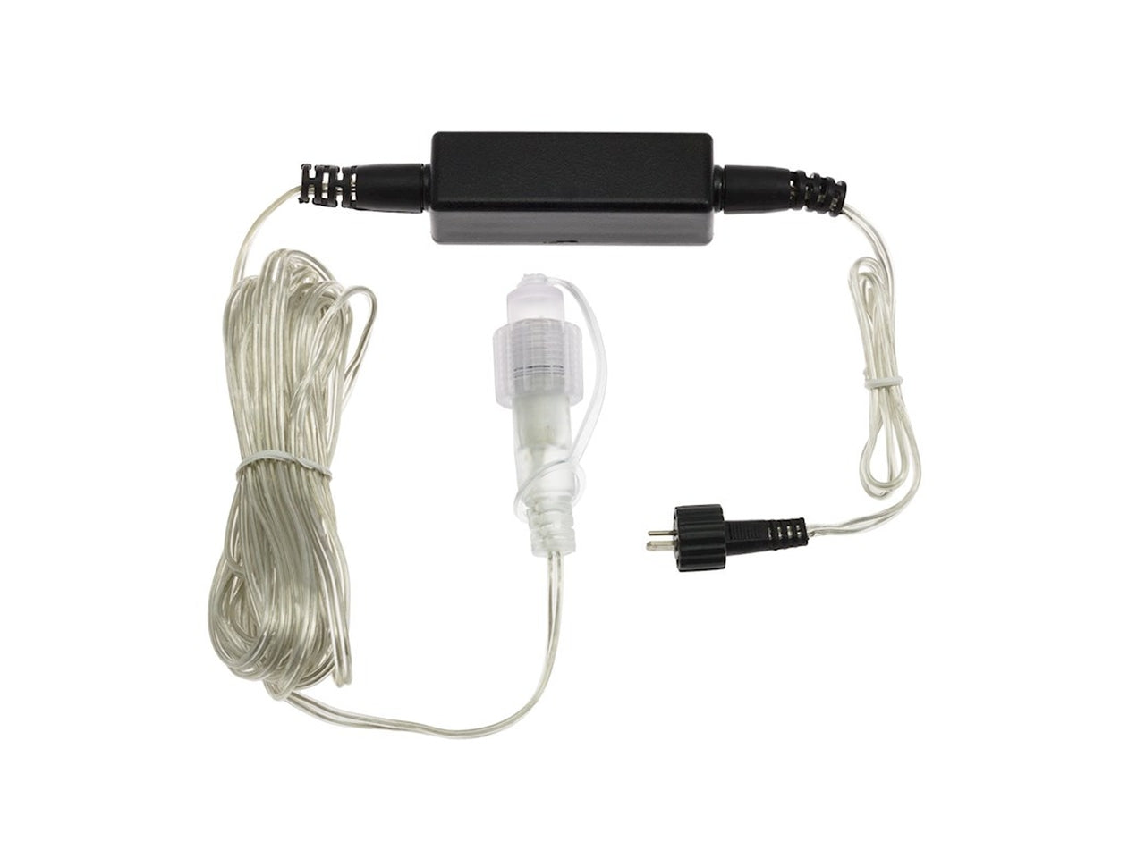 Trasformatore 230v 24v max 1200 led cavo alimentazione ac-dc accessorio led 24v pl 3pins ip44 da esterno con cavo trasparente misura 1,5+4m