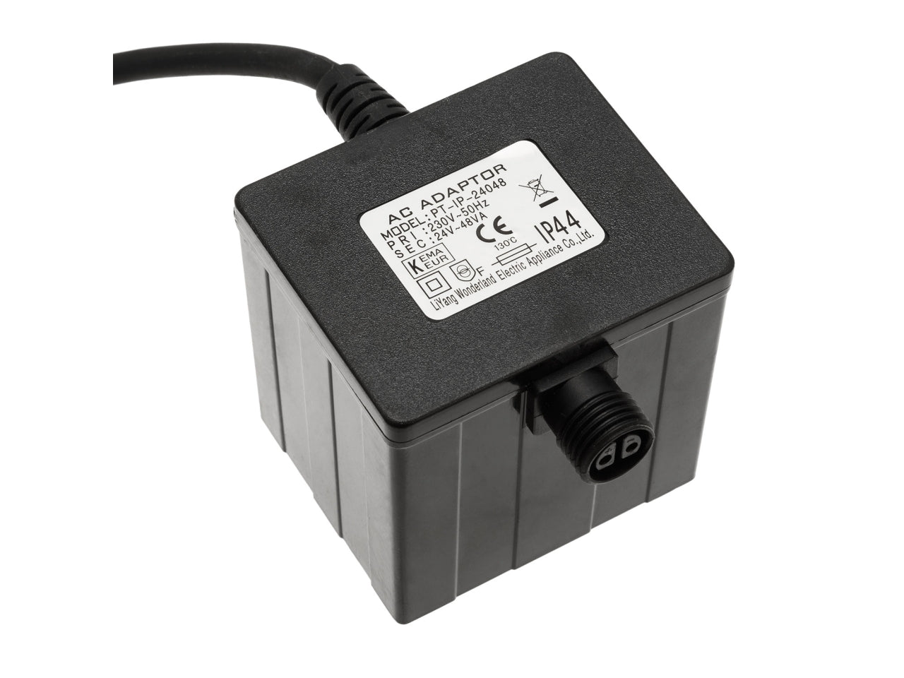 Trasformatore 230v 24v max 1200 led cavo alimentazione ac-dc accessorio led 24v pl 3pins ip44 da esterno con cavo trasparente misura 1,5+4m
