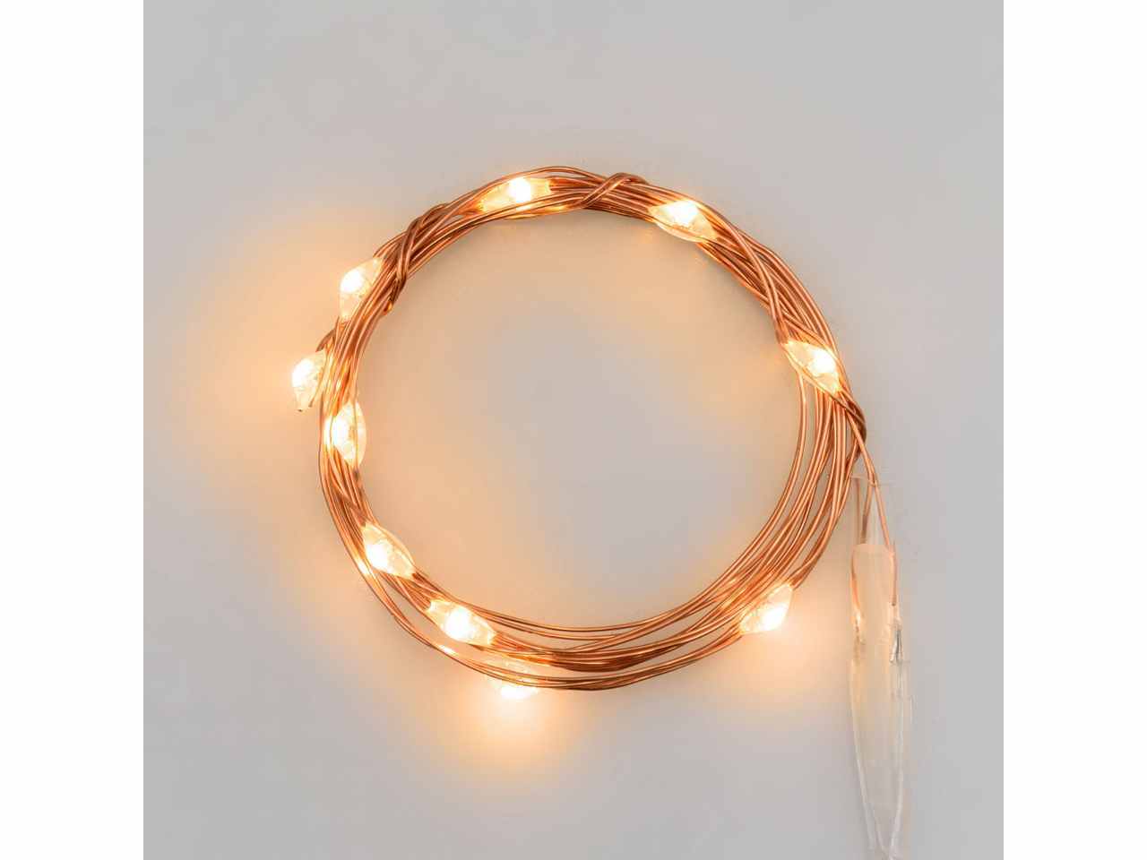 Luci in filo metallico a batteria bianco caldo in metallo 10 mini led uso interno filo bronzo a batteria