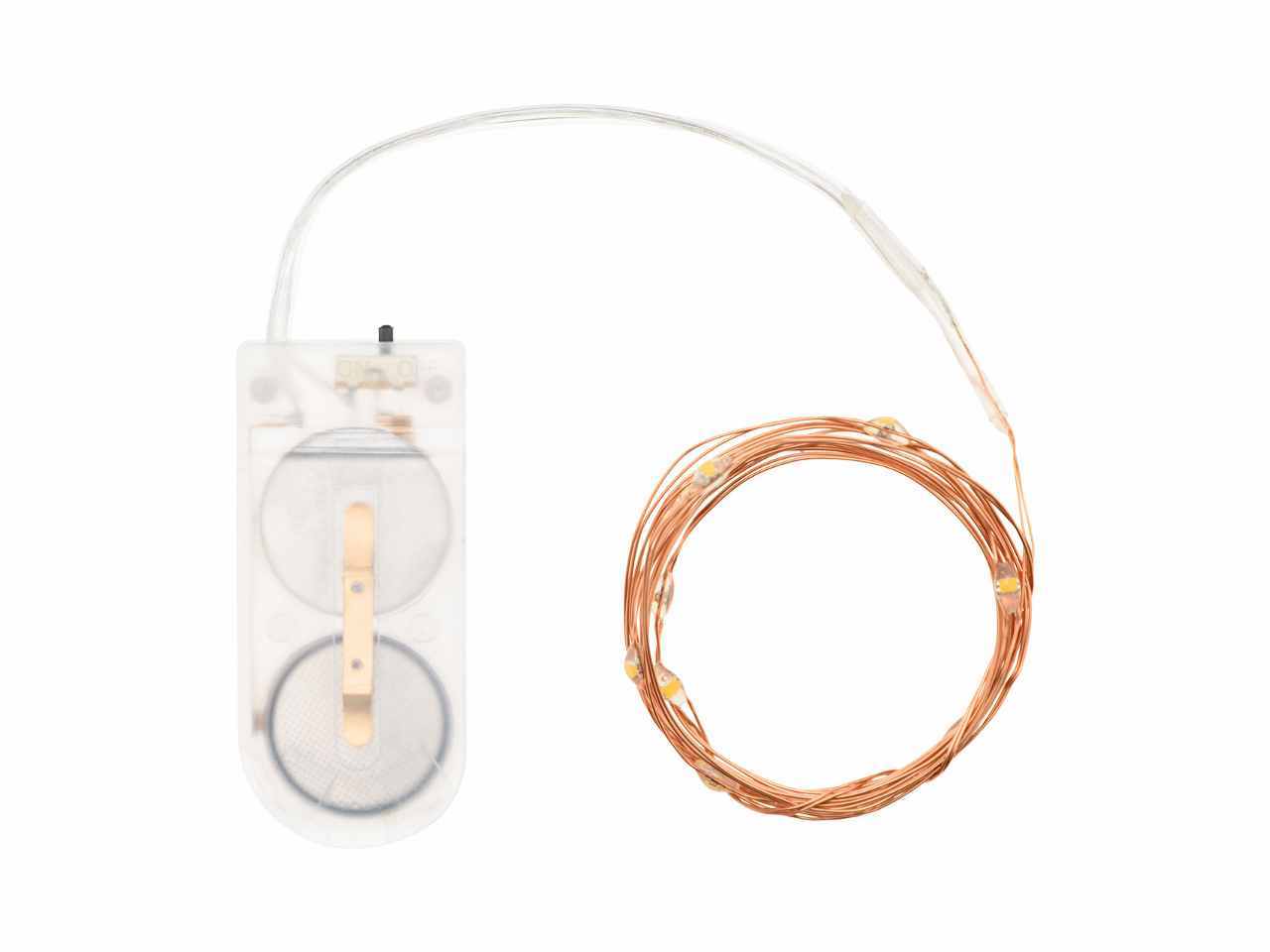 Luci in filo metallico a batteria bianco caldo in metallo 10 mini led uso interno filo bronzo a batteria