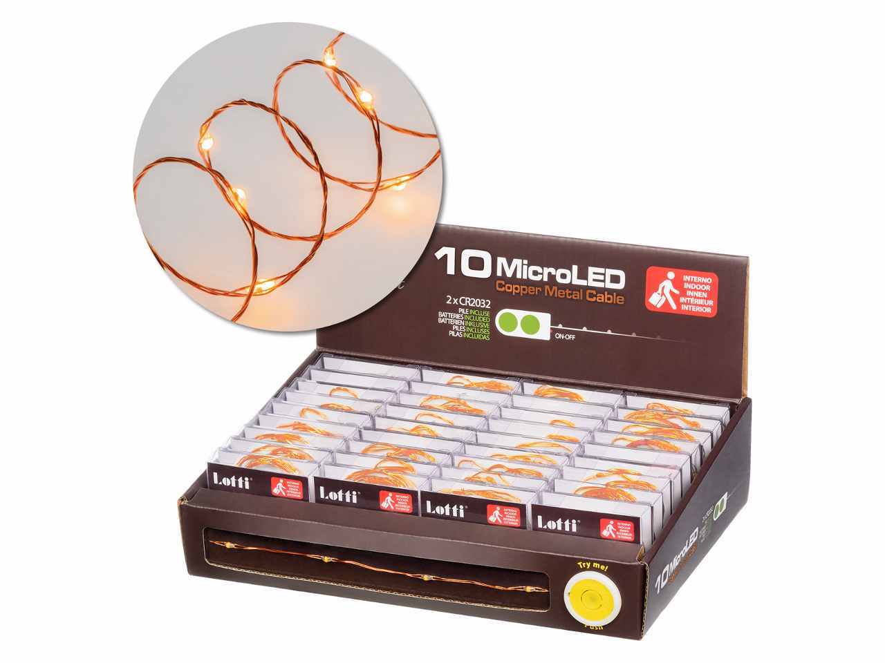 Luci in filo metallico a batteria bianco caldo in metallo 10 mini led uso interno filo bronzo a batteria