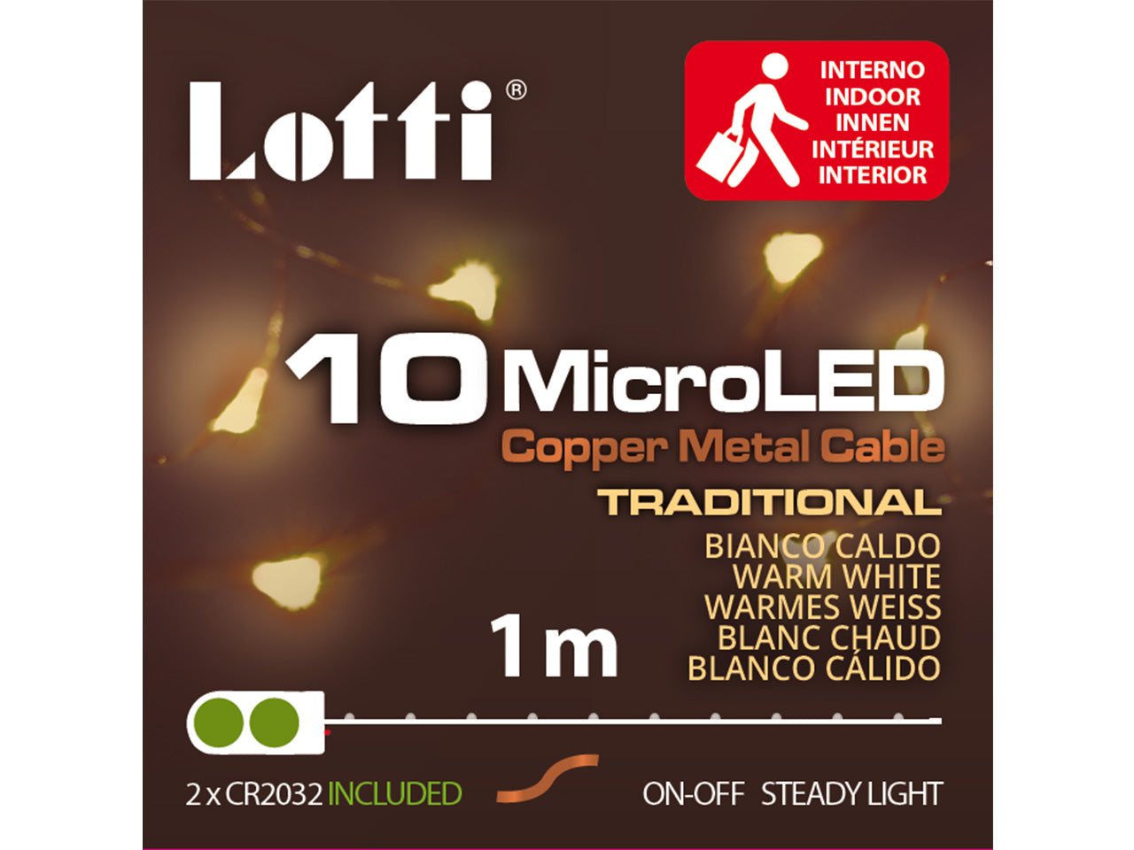 Luci in filo metallico a batteria bianco caldo in metallo 10 mini led uso interno filo bronzo a batteria