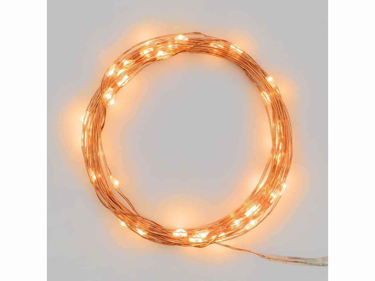 Luci in filo metallico a batteria bianco caldo in metallo 40 MINI LED uso interno filo bronzo a batteria