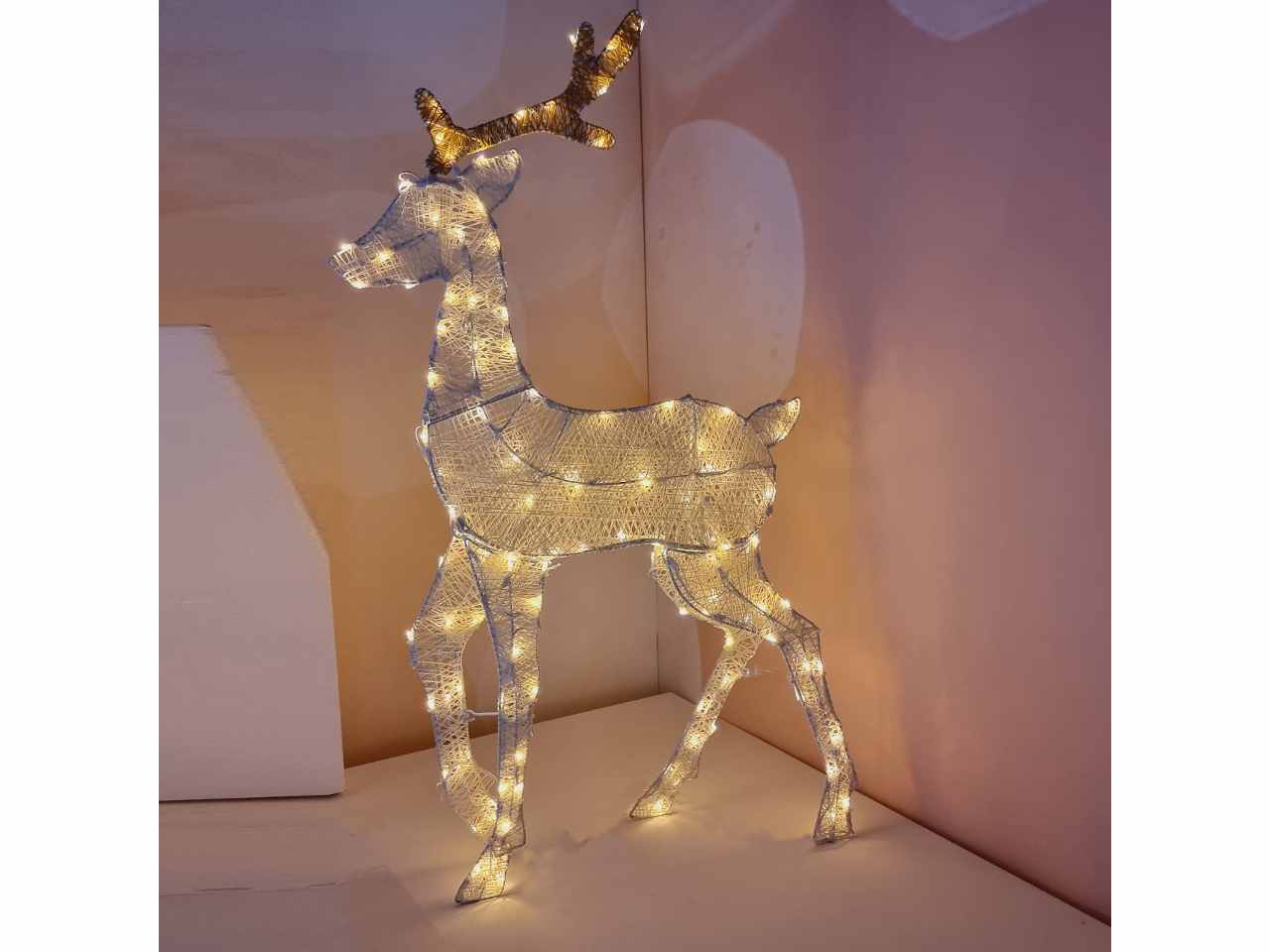 Renna 2d 100cm 120led crema e marrone uso esterno