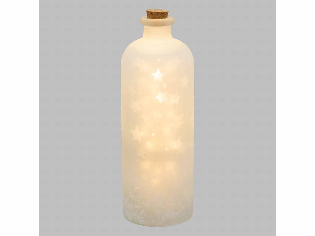 Bottiglia cupola 11x32cm con stelle bianco caldo
