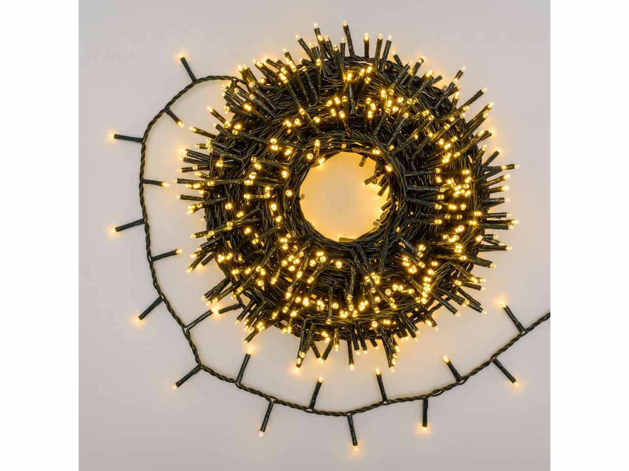 Catena luci 1000 miniled bianco caldo 7 giochi di luce con timer uso esterno cavo 34,5 metri